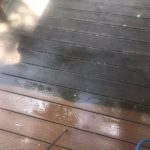 Look at the difference after pressure washing your wood back deck